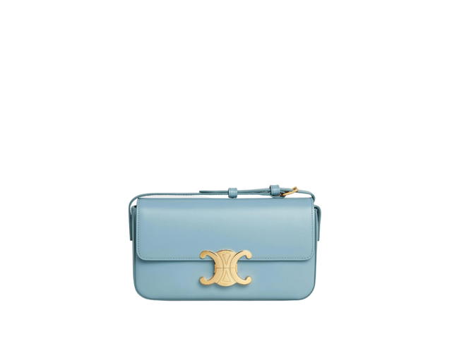 Celine Celine Shoulder Bag Triomphe In Shiny Calfskin With Gold Finishing Hardware California Blue - view 1