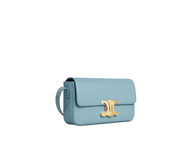 Celine Celine Shoulder Bag Triomphe In Shiny Calfskin With Gold Finishing Hardware California Blue - view 2