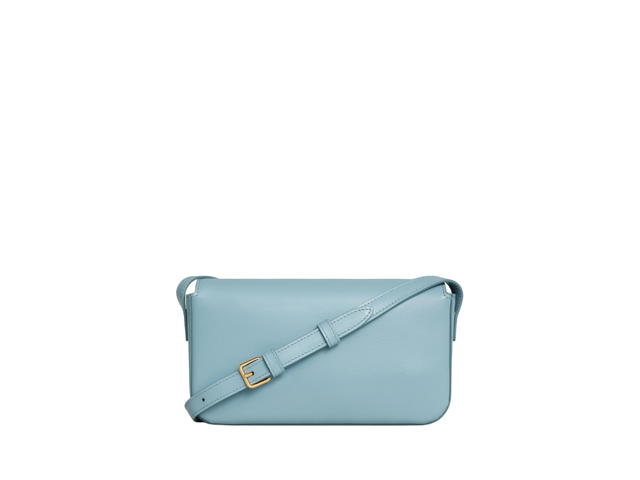 Celine Celine Shoulder Bag Triomphe In Shiny Calfskin With Gold Finishing Hardware California Blue - view 3