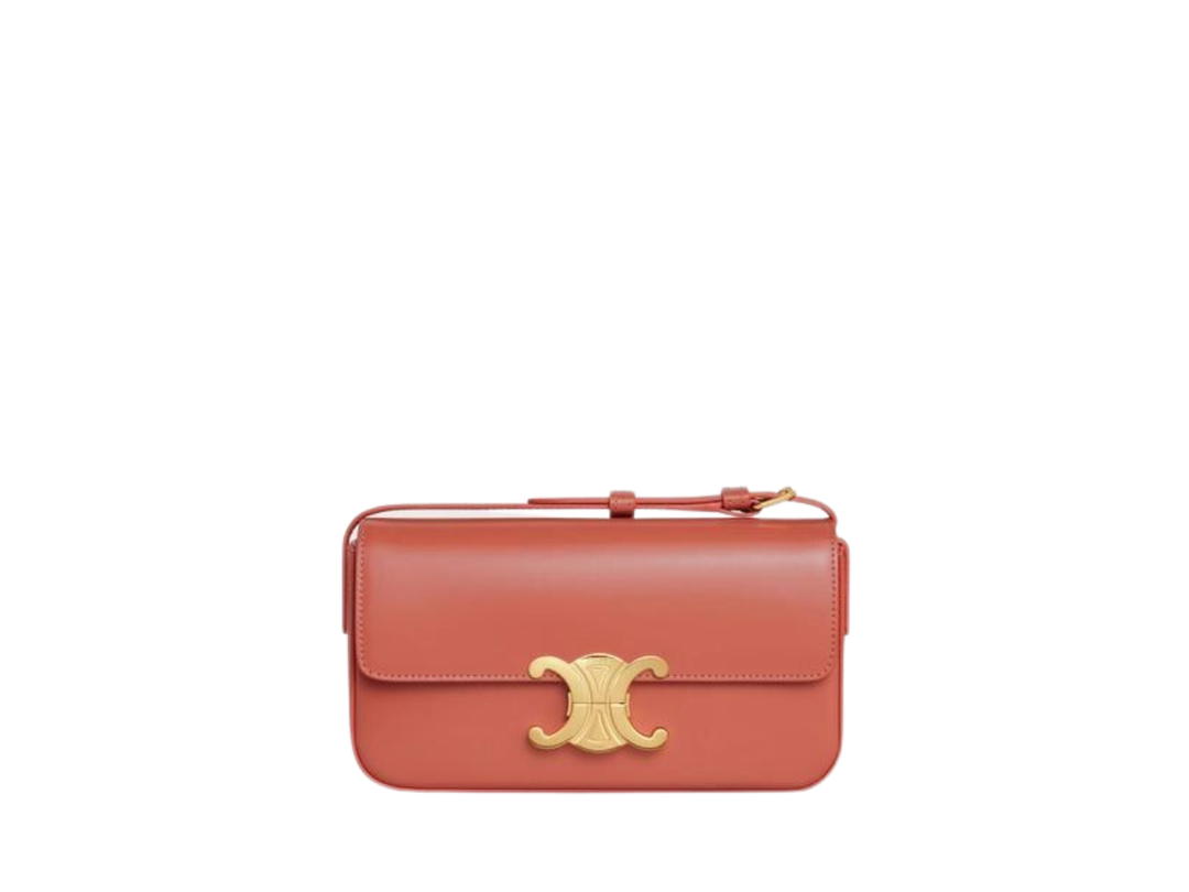 Celine Celine Shoulder Bag Triomphe In Shiny Calfskin With Gold Finishing Hardware Lychee