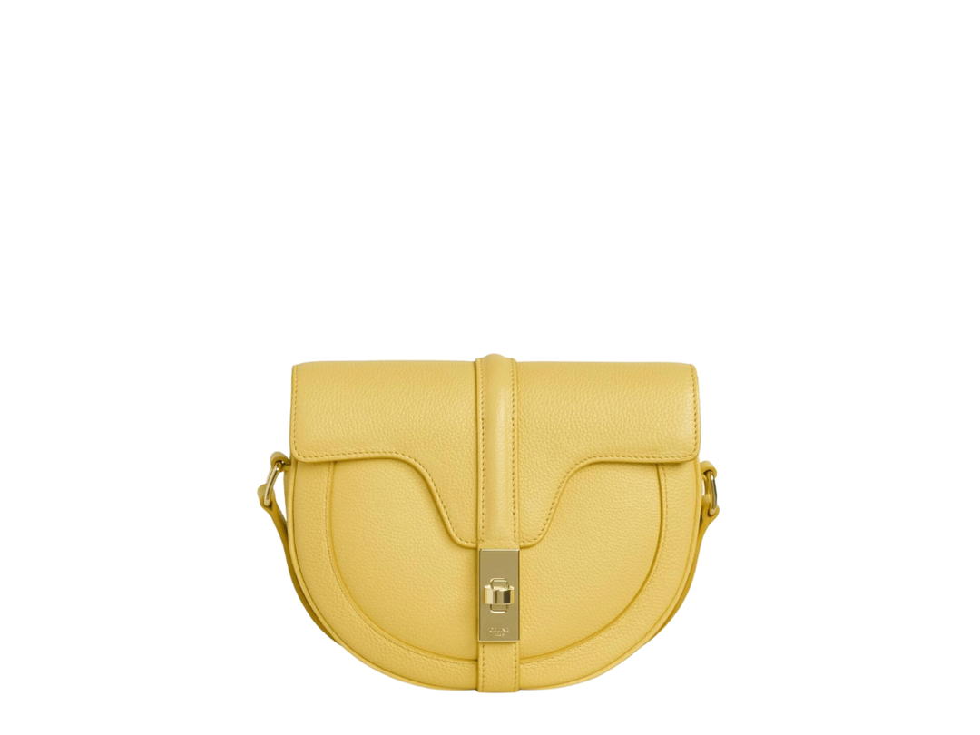 Celine Celine Small Besace 16 Bag In Grained Calfskin With Gold Metal Hardware Citron