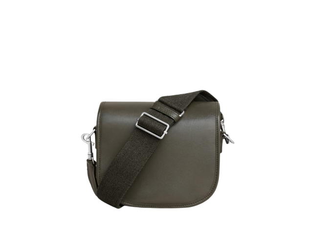 Celine Celine Small Besace Strap Triomphe In Supple Natural Calfskin Leather With Silver Finishing Hardware Dark Army - view 3