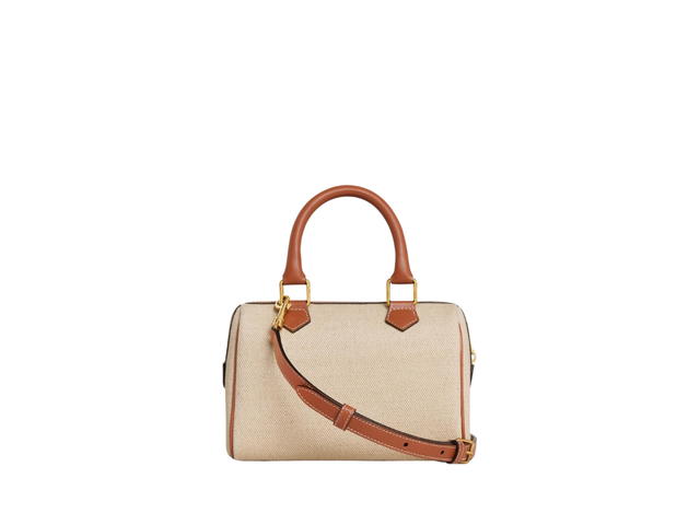Celine Celine Small Boston Cuir Triomphe In Textile And Calfskin With Gold Finishing Hardware Natural Tan - view 3