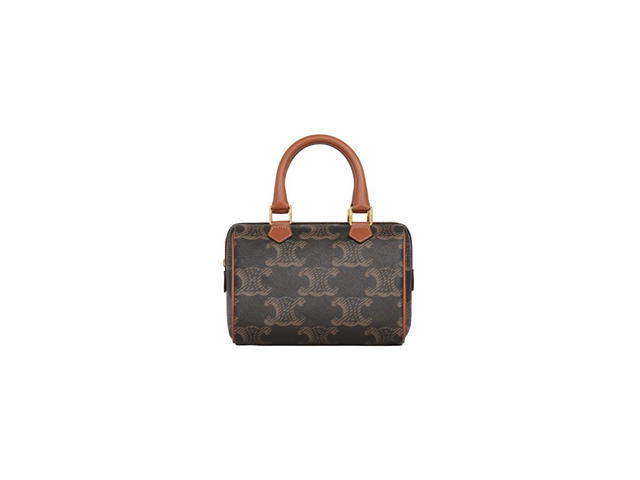 Celine Celine Small Boston In Triomphe Canvas XL And Calfskin Tan - view 1