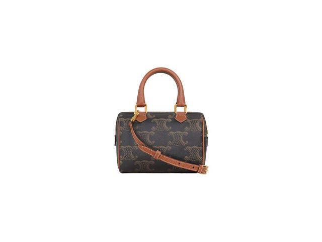 Celine Celine Small Boston In Triomphe Canvas XL And Calfskin Tan - view 3