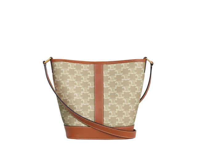 Celine Celine Small Bucket Cuir Triomphe In Triomphe Canvas And Calfskin With Gold Finishing Grege - view 2