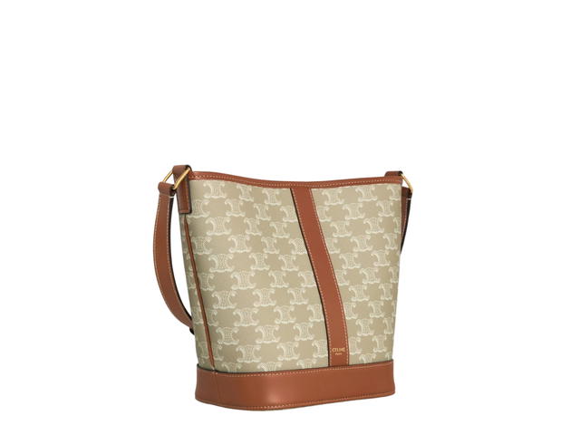 Celine Celine Small Bucket Cuir Triomphe In Triomphe Canvas And Calfskin With Gold Finishing Grege - view 3