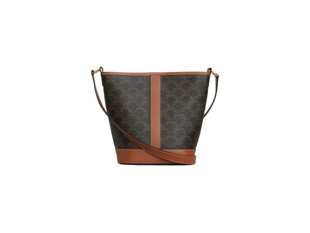 Celine Celine Small Bucket In Triomphe Canvas And Calfskin With Gold Finishing Tan - view 3