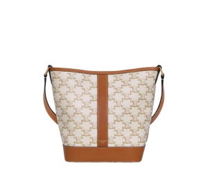 Buy Celine Small Bucket In Triomphe Canvas And Calfskin With Gold Finishing White at Sasom – Authentic and Ready to Ship