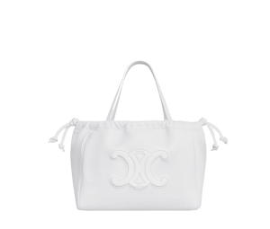 Buy Celine Small Cabas Drawstring Cuir Triomphe In Grained Calfskin Arctic White at Sasom – Authentic and Ready to Ship
