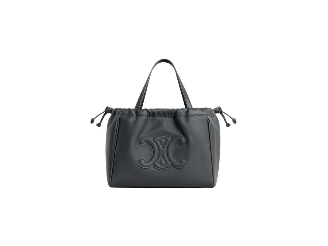 Celine Celine Small Cabas Drawstring Cuir Triomphe In Smooth Calfskin Slate Grey