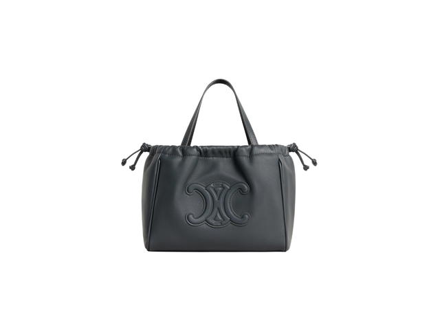 Celine Celine Small Cabas Drawstring Cuir Triomphe In Smooth Calfskin Slate Grey - view 1