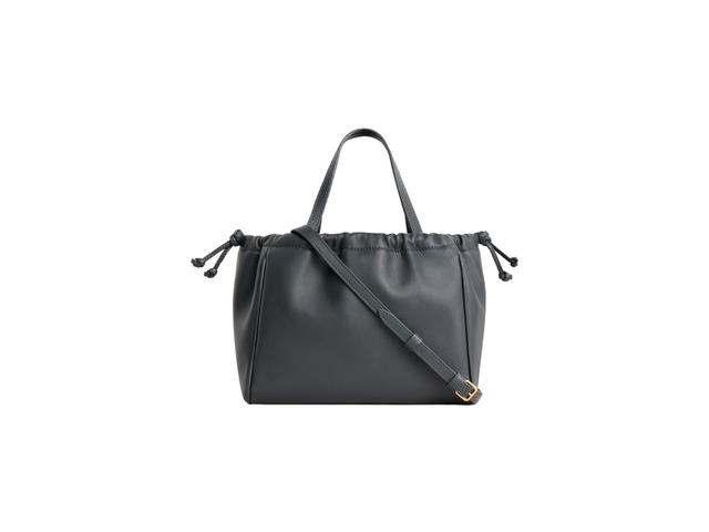 Celine Celine Small Cabas Drawstring Cuir Triomphe In Smooth Calfskin Slate Grey - view 2