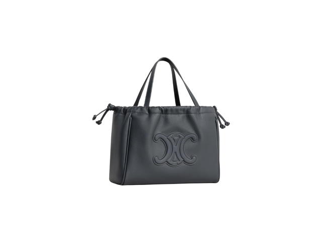 Celine Celine Small Cabas Drawstring Cuir Triomphe In Smooth Calfskin Slate Grey - view 3