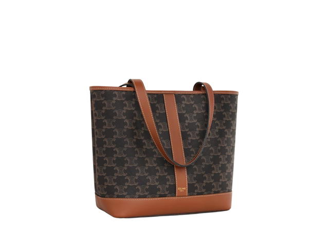 Celine Celine Small Cabas In Triomphe Canvas And Calfskin With Gold Finishing Tan - view 3