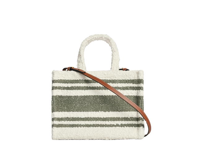 Celine Celine Small Cabas Thais In Calfskin  With Blended Fabrics White Tan - view 2