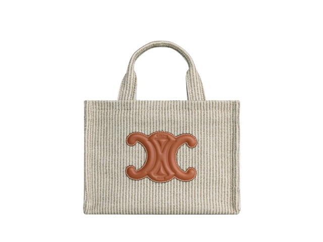 Celine Celine Small Cabas Thais In Striped Textile Beige - view 1