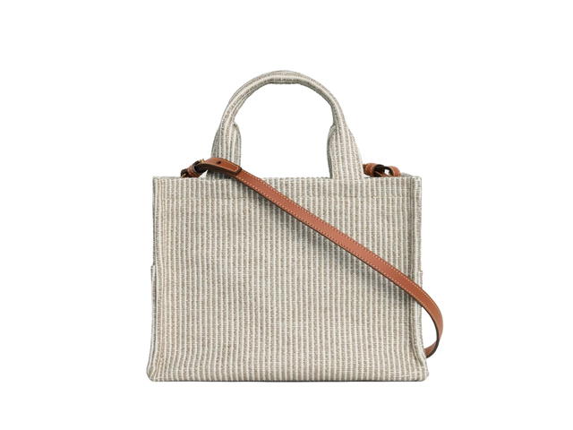 Celine Celine Small Cabas Thais In Striped Textile Beige - view 2