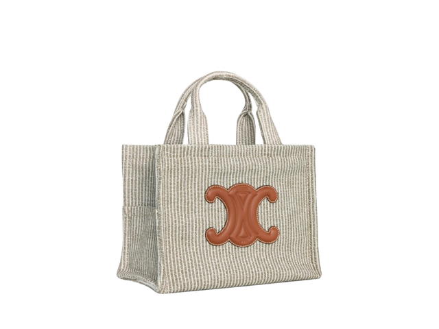 Celine Celine Small Cabas Thais In Striped Textile Beige - view 3