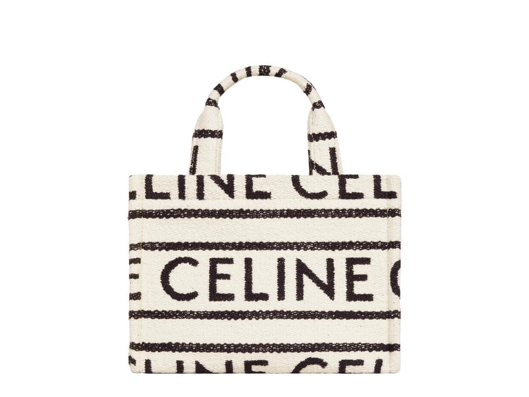 Celine Celine Small Cabas Thais In Textile with Celine All-Over Print Natural Tan White Black