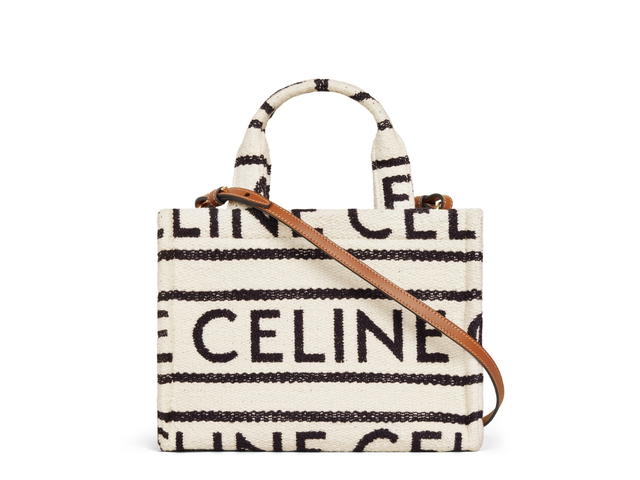 Celine Celine Small Cabas Thais In Textile with Celine All-Over Print Natural Tan White Black - view 2