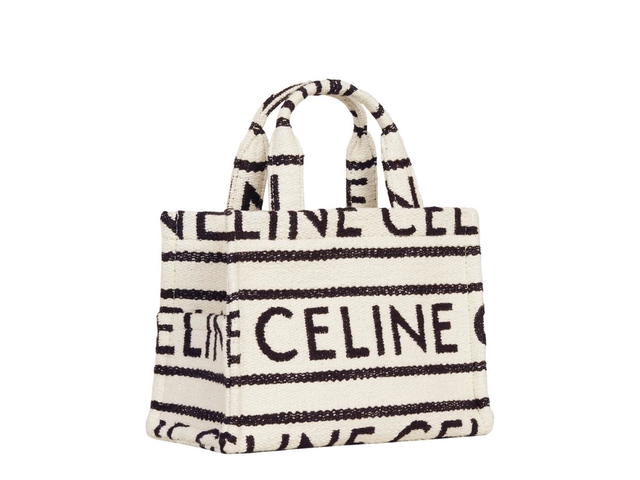 Celine Celine Small Cabas Thais In Textile with Celine All-Over Print Natural Tan White Black - view 3