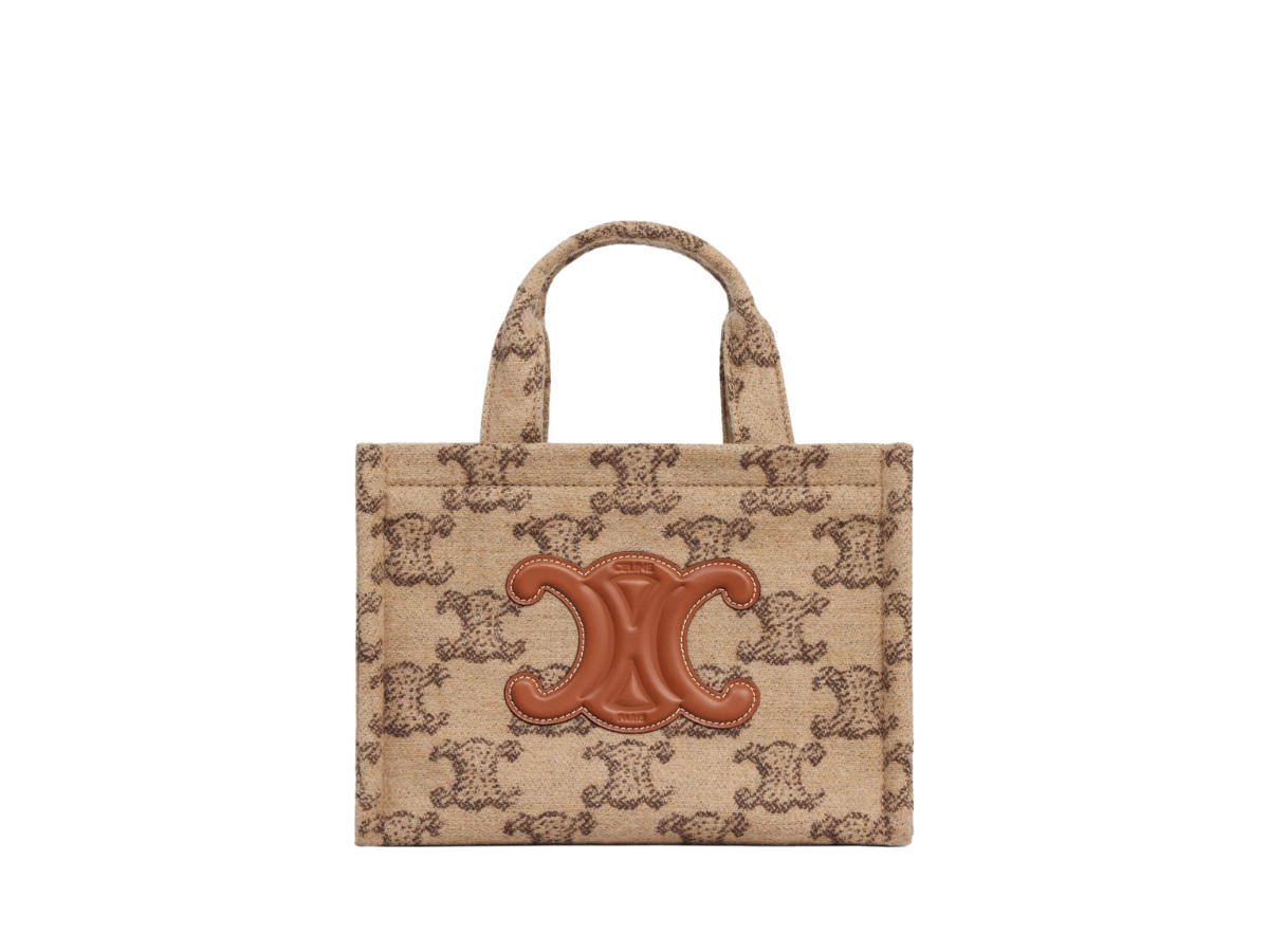 Celine Celine Small Cabas Thais In Textile With Gold Finishing Triomphe Camel