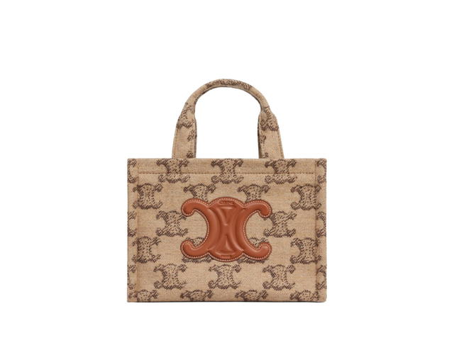 Celine Celine Small Cabas Thais In Textile With Gold Finishing Triomphe Camel - view 1