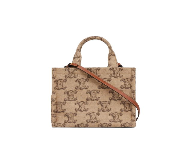 Celine Celine Small Cabas Thais In Textile With Gold Finishing Triomphe Camel - view 2