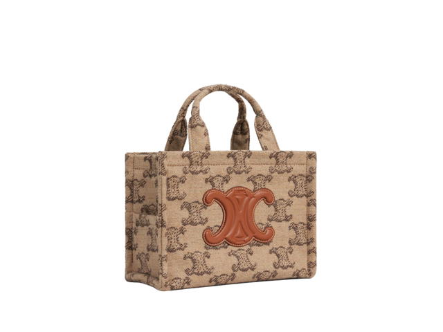 Celine Celine Small Cabas Thais In Textile With Gold Finishing Triomphe Camel - view 3
