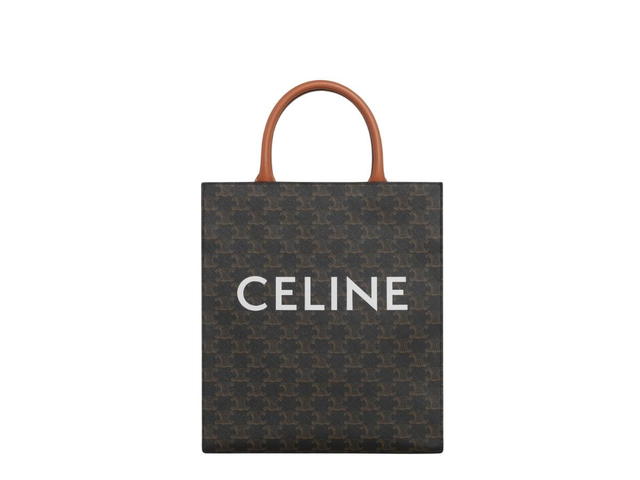 Celine Celine Small Cabas Vertical In Triomphe Canvas And Calfskin With Gold Finishing Tan - view 1
