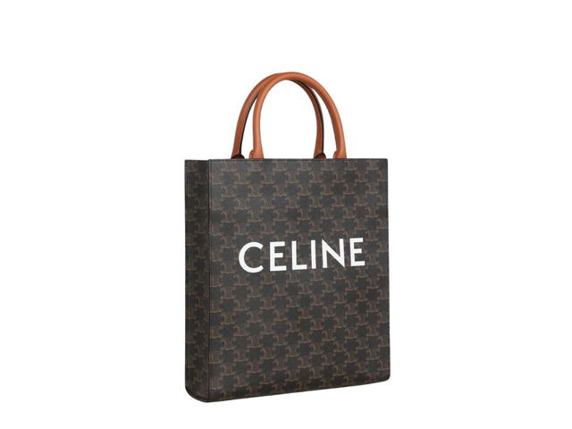 Celine Celine Small Cabas Vertical In Triomphe Canvas And Calfskin With Gold Finishing Tan - view 3