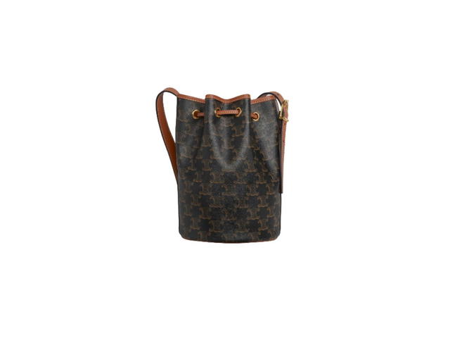 Celine Celine Small Drawstring Bag In Triomphe Canvas And Calfskin With Gold Finishing Tan - view 3