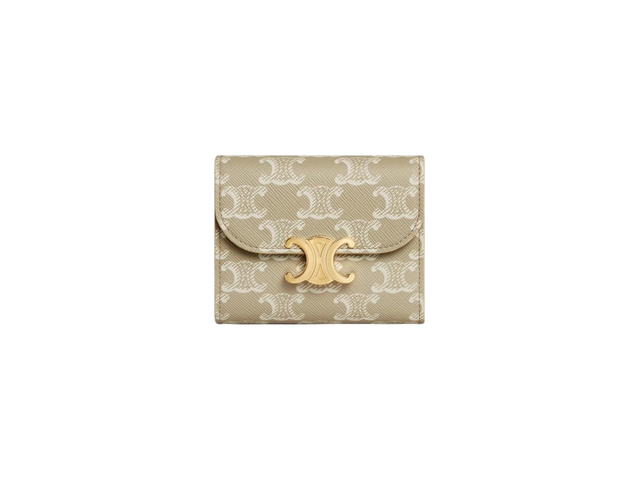 Celine Celine Small Flap Wallet Triomphe In Triomphe Canvas Grege - view 1