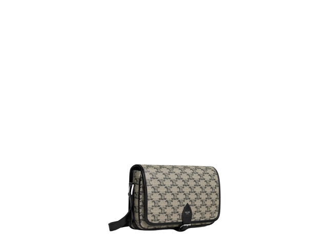 Celine Celine Small Folco Messenger In Triomphe Canvas And Calfskin Leather With Silver Finishing Hardware Beige - view 2