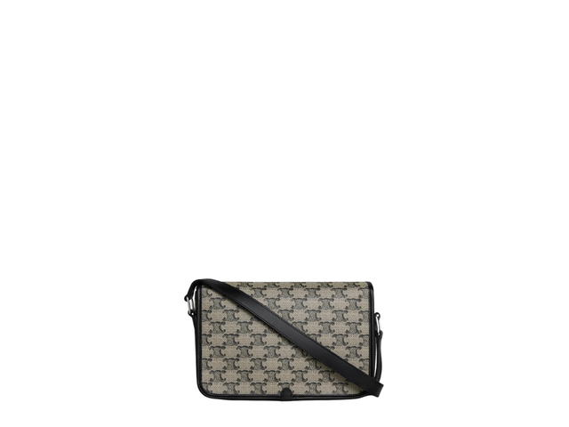 Celine Celine Small Folco Messenger In Triomphe Canvas And Calfskin Leather With Silver Finishing Hardware Beige - view 3