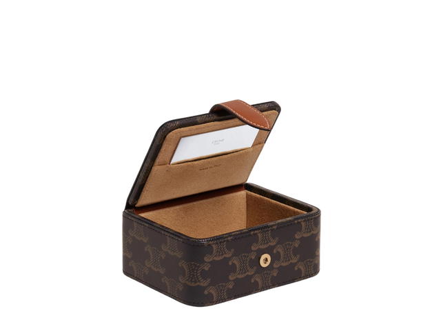 Celine Celine Small Jewels Case In Triomphe Canvas And Calfskin With Gold Finishing Hardware Tan - view 3