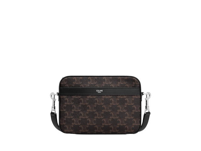 Celine Celine Small Messenger In Triomphe Canvas And Calfskin With Silver Finishing Hardware Black - view 1