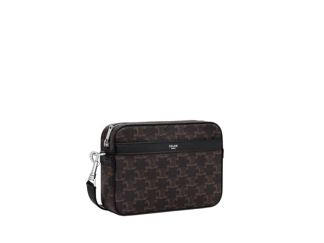 Celine Celine Small Messenger In Triomphe Canvas And Calfskin With Silver Finishing Hardware Black - view 2