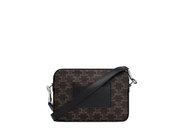 Celine Celine Small Messenger In Triomphe Canvas And Calfskin With Silver Finishing Hardware Black - view 3