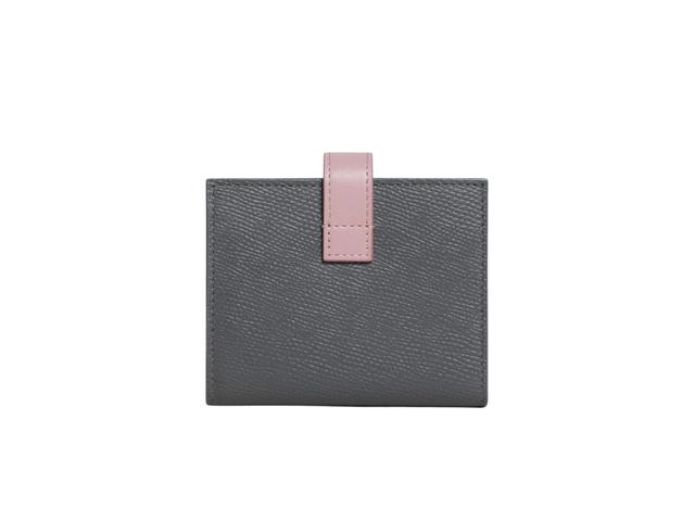 Celine Celine Small Strap Wallet Essentials In Bicolour Grained Calfskin Grey Vintage Pink - view 2