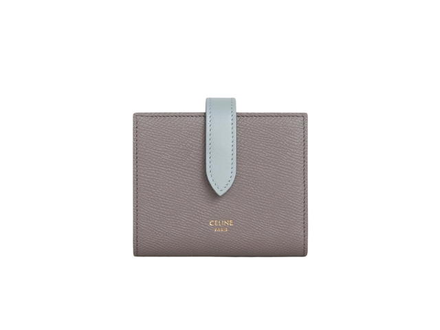 Celine Celine Small Strap Wallet Essentials In Bicolour Grained Calfskin Pebble Mineral - view 1