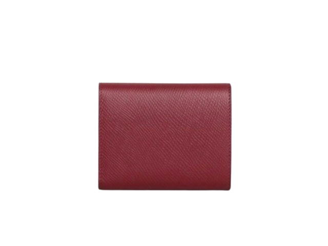 Celine Celine Small Trifold Wallet In Grained Calfskin With Gold Finishing Burgundy - view 2