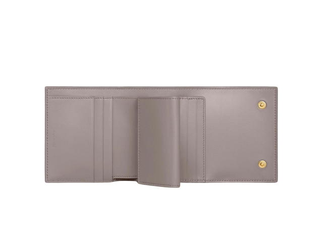 Celine Celine Small Trifold Wallet In Grained Calfskin With Gold Finishing Pebble - view 3