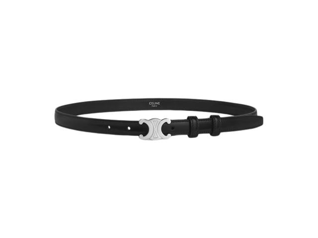 Celine Celine Small Triomphe Belt 18 MM In Taurillon Leather With Silver Metal Finishing Hardware Black - view 3