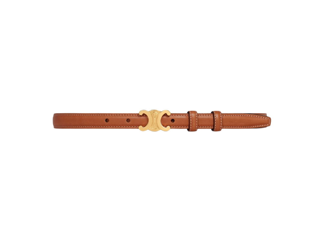 Celine Celine Small Triomphe Belt 18 MM In Natural Calfskin Tan