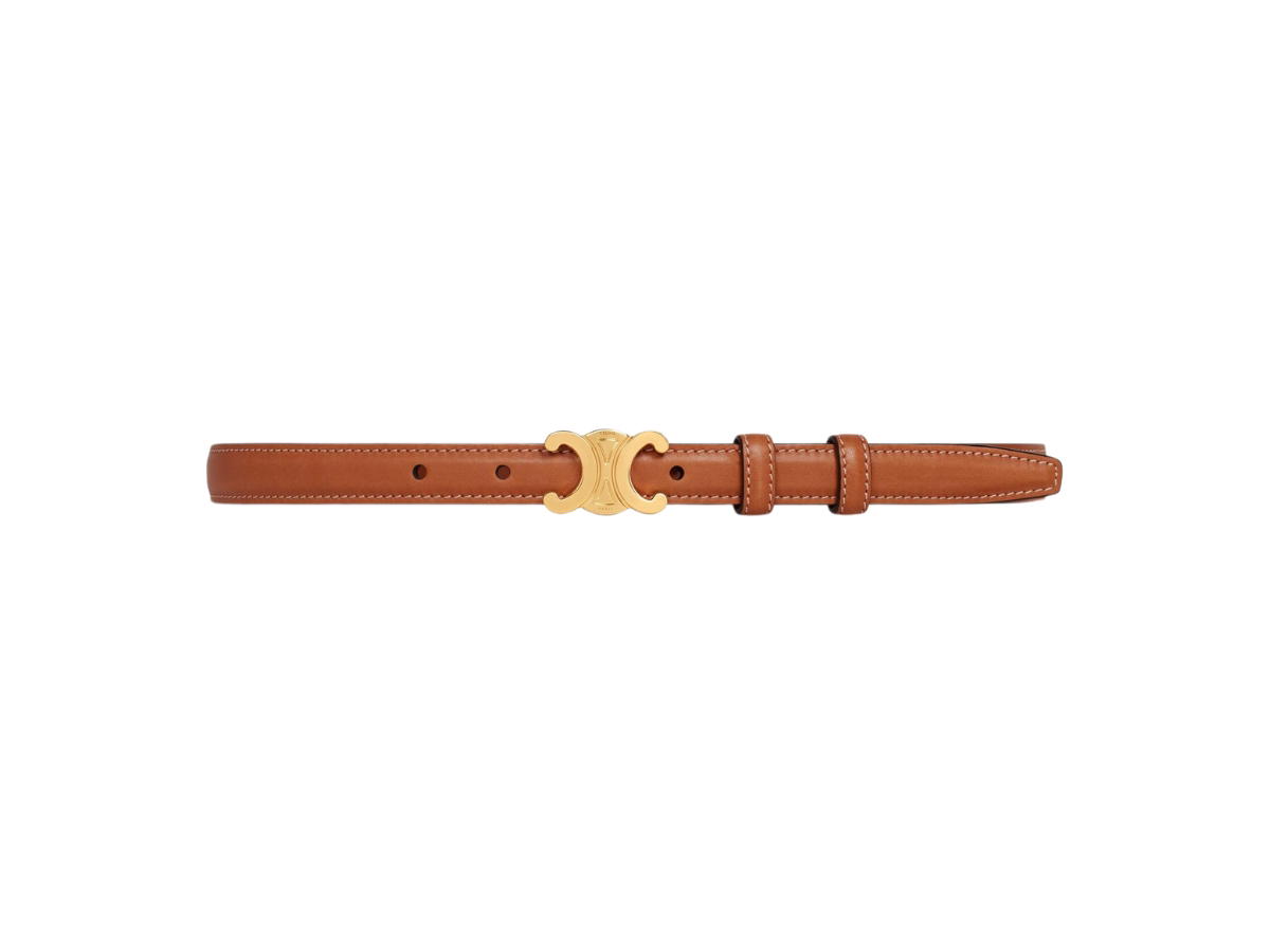Celine Celine Small Triomphe Belt 18 MM In Natural Calfskin Tan
