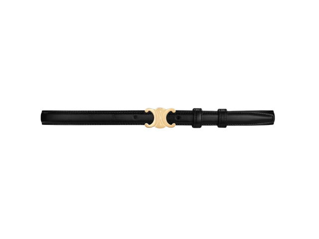 Celine Celine Small Triomphe Belt 18MM In Smooth Calfskin With Gold Finishing Black - view 1