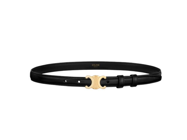Celine Celine Small Triomphe Belt 18MM In Smooth Calfskin With Gold Finishing Black - view 2