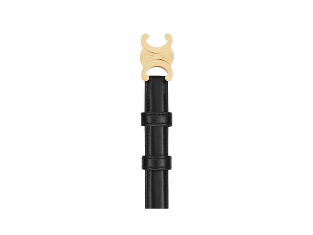 Celine Celine Small Triomphe Belt 18MM In Smooth Calfskin With Gold Finishing Black - view 3